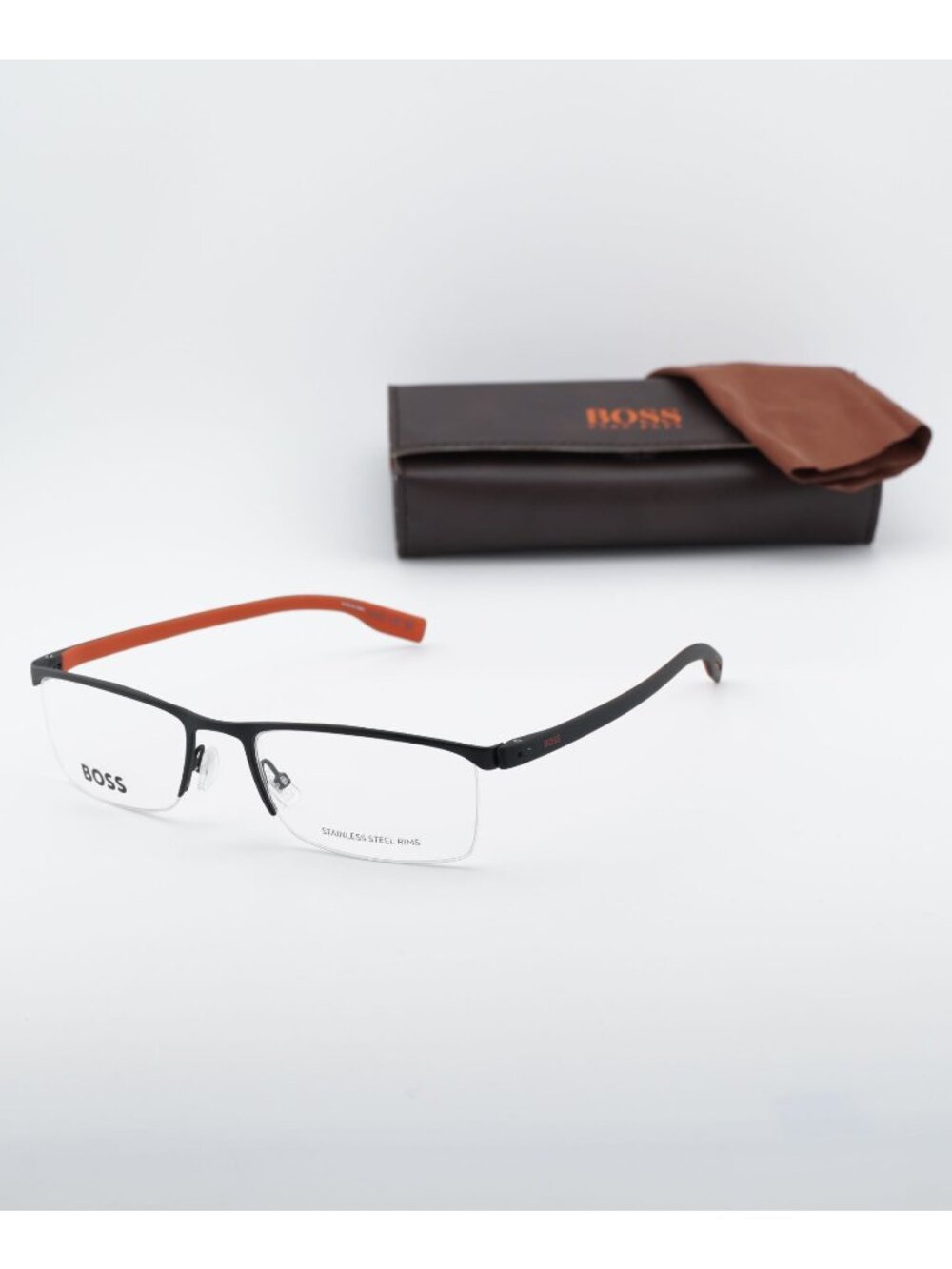 Hugo BOSS 0610/N 0BLX 00 Rectangle Eyeglasses 55mm - Black/Crystal Red